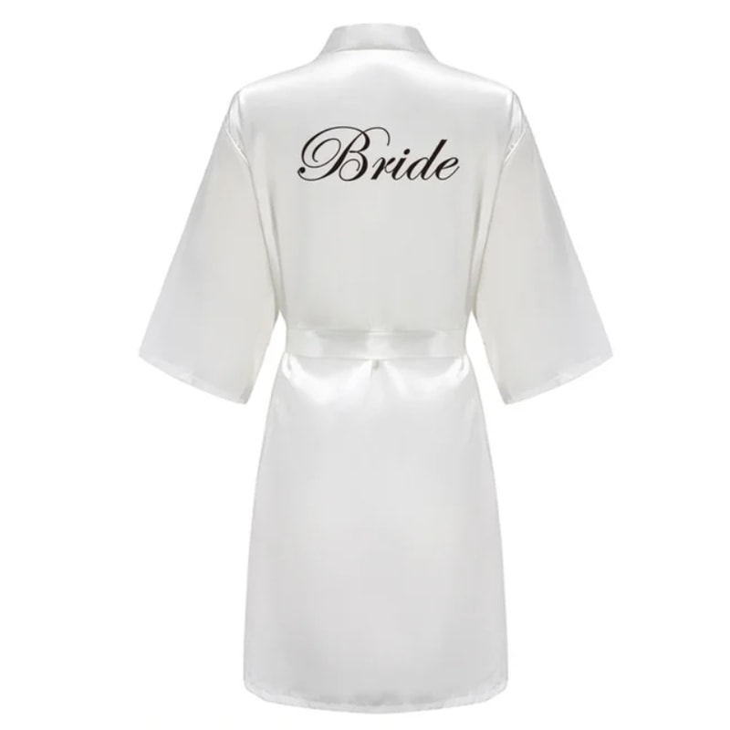 Plus Size Satin Silk Wedding Bathrobe, Bridesmaid Gown, Rose Gold Sleepwear for Maid of Honor