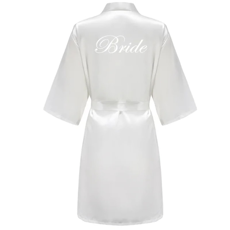 Plus Size Satin Silk Wedding Bathrobe, Bridesmaid Gown, Rose Gold Sleepwear for Maid of Honor