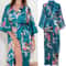 Peacock Print Satin Long Robe, Flower Kimono Bathrobe Gown for Women, Sleepwear Loungewear