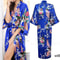 Peacock Print Satin Long Robe, Flower Kimono Bathrobe Gown for Women, Sleepwear Loungewear