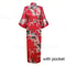 Peacock Print Satin Long Robe, Flower Kimono Bathrobe Gown for Women, Sleepwear Loungewear