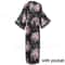 Peacock Print Satin Long Robe, Flower Kimono Bathrobe Gown for Women, Sleepwear Loungewear