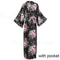 Peacock Print Satin Long Robe, Flower Kimono Bathrobe Gown for Women, Sleepwear Loungewear
