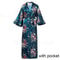 Peacock Print Satin Long Robe, Flower Kimono Bathrobe Gown for Women, Sleepwear Loungewear