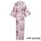 Peacock Print Satin Long Robe, Flower Kimono Bathrobe Gown for Women, Sleepwear Loungewear