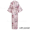 Peacock Print Satin Long Robe, Flower Kimono Bathrobe Gown for Women, Sleepwear Loungewear