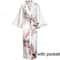 Peacock Print Satin Long Robe, Flower Kimono Bathrobe Gown for Women, Sleepwear Loungewear