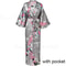 Peacock Print Satin Long Robe, Flower Kimono Bathrobe Gown for Women, Sleepwear Loungewear