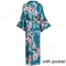 Peacock Print Satin Long Robe, Flower Kimono Bathrobe Gown for Women, Sleepwear Loungewear