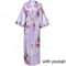 Peacock Print Satin Long Robe, Flower Kimono Bathrobe Gown for Women, Sleepwear Loungewear