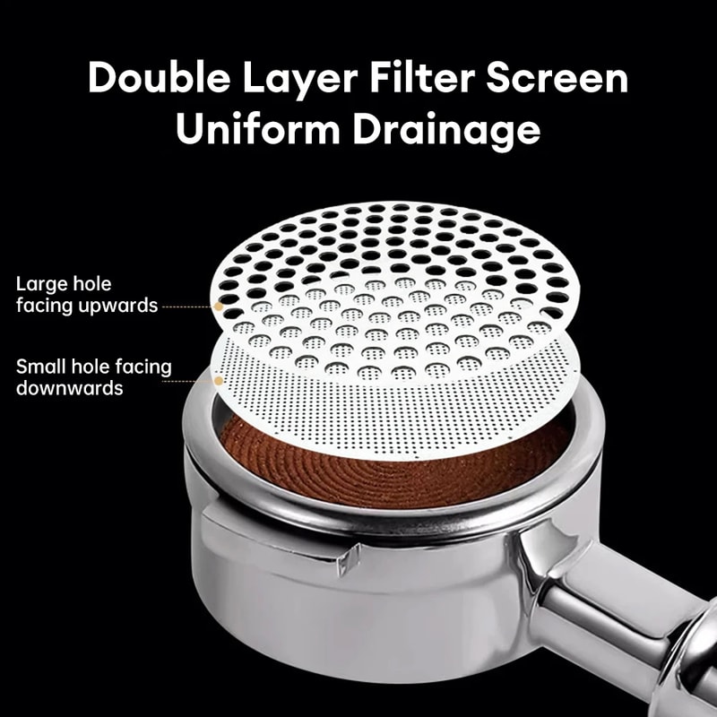Fine Mesh Reusable Metal Double Coffee Filter, Heat Resistant Coffee Puck Screen, Professional Espresso Accessory