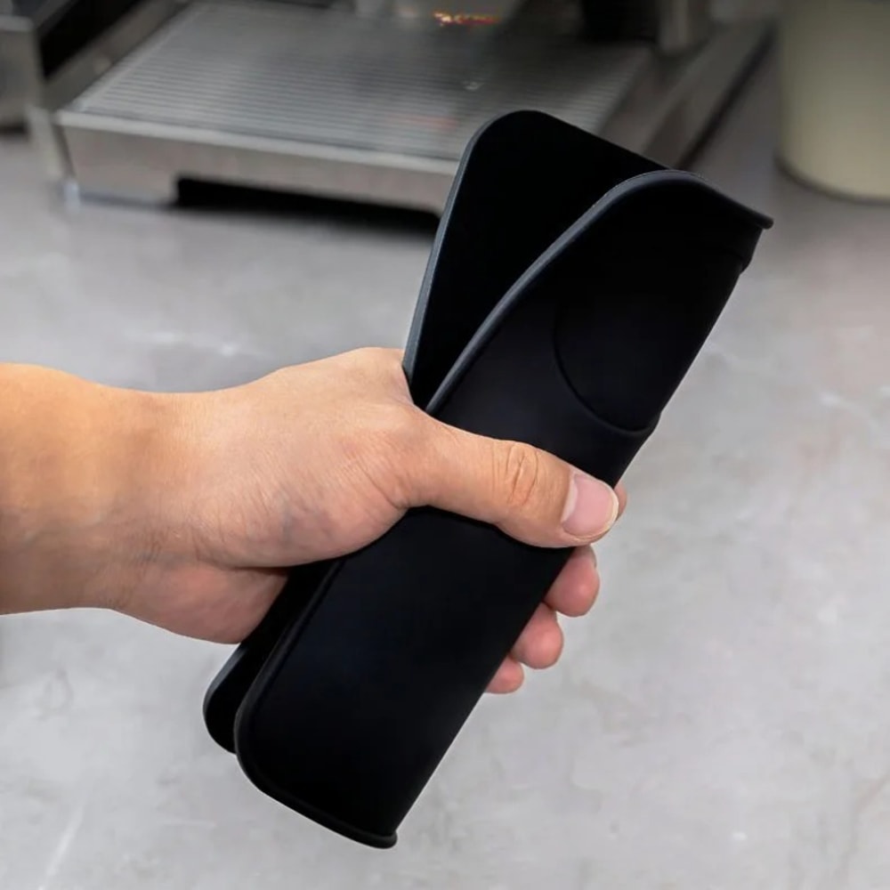 Black Professional Thicken Silicone Espresso Coffee Mat, Anti-skid Coffee Tampers Pad, Press Powder Barista Accessory
