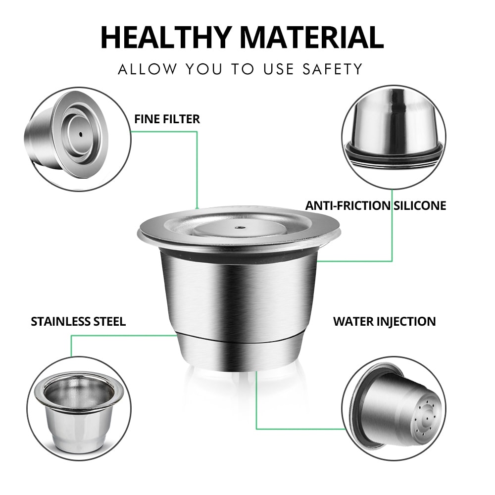 Refillable Stainless Steel Coffee Capsules Cup Coffee Capsule Refilling Filter Coffeeware 2