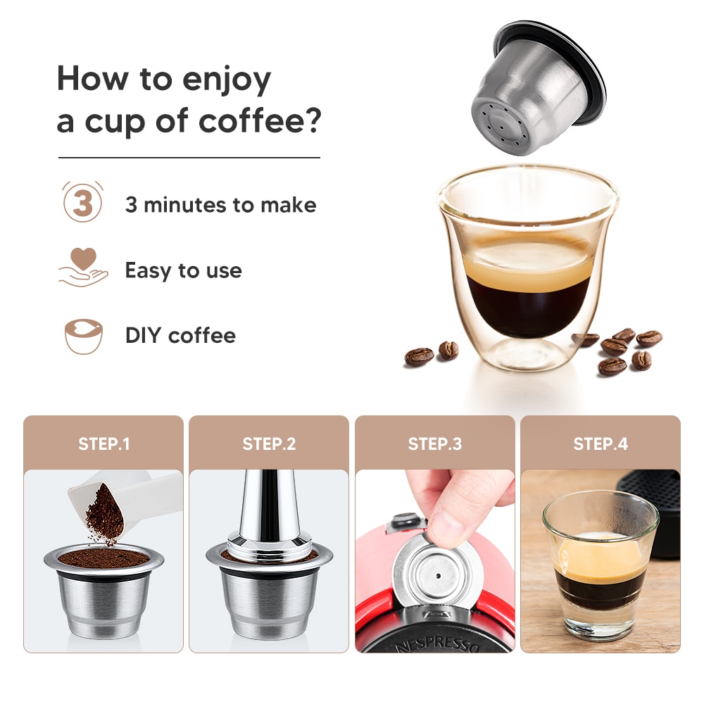 Refillable Stainless Steel Coffee Capsules Cup Coffee Capsule Refilling Filter Coffeeware 4