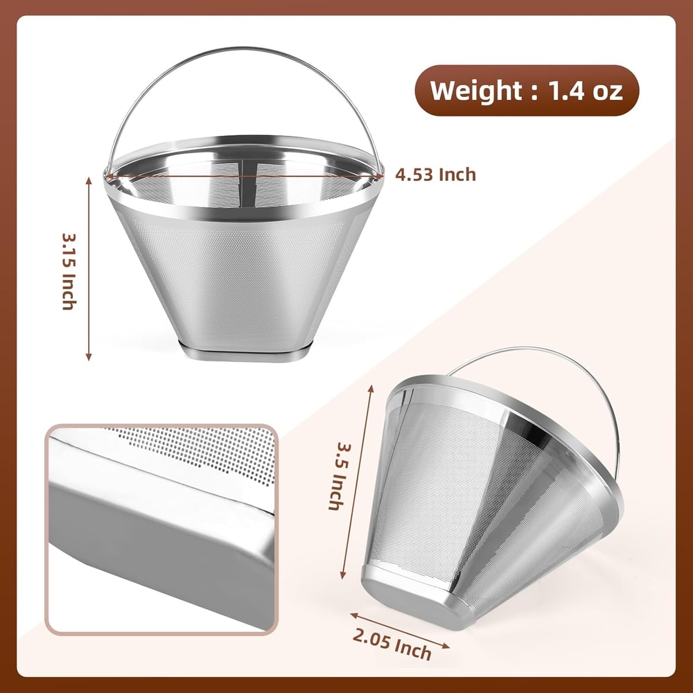 Permanent Steel Replacement Filter for Cuisinart and Ninja DualBrew Coffee Makers