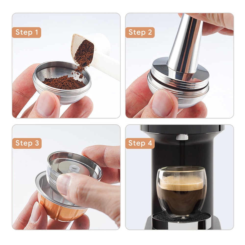 Pop Rechargeable Coffee Filter Vertuo Next Reusable Capsule Stainless Steel Pod 4