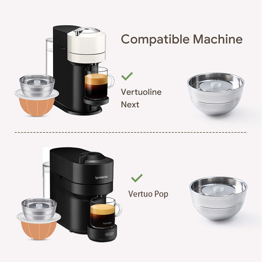 Pop Rechargeable Coffee Filter Vertuo Next Reusable Capsule Stainless Steel Pod 5