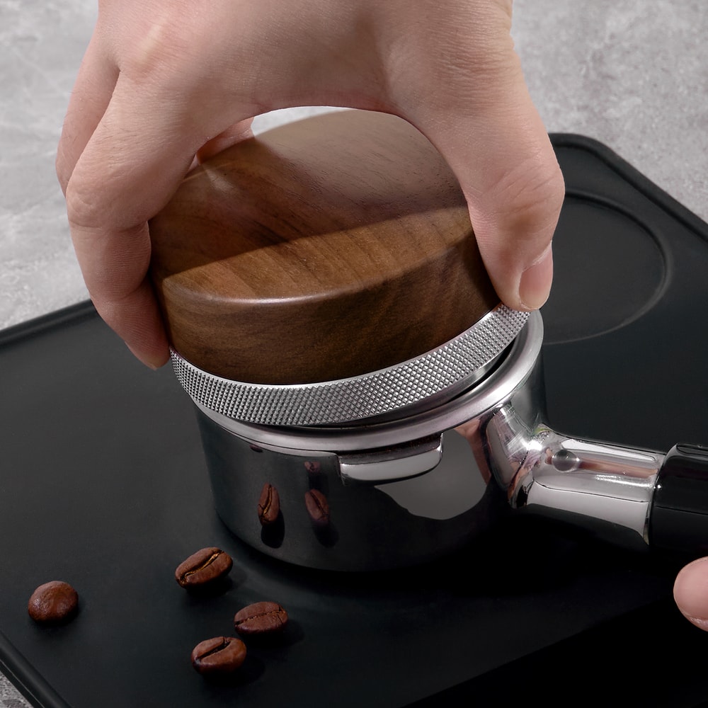 Espresso Coffee Distributor Walnu, Coffee Leveler Tool for Smooth and Even Grounds