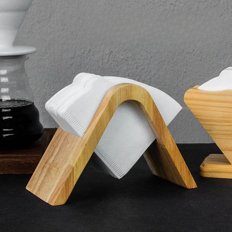 Natural Wood Fiber Holder Disposable Conical Filter Paper, Perfect for Manual Coffee Brewing