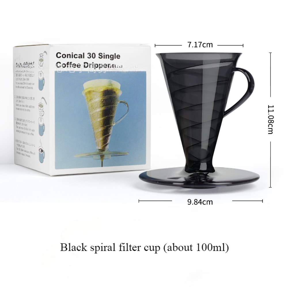Spiral Hand-poured Coffee Filter Cup, Black Coffee Filter, Reusable Coffee Accessories for Home and Office