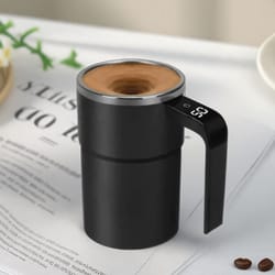 usb rechargeable thermal cup, stirring magnetic mug with lcd screen, reusable coffee accessories for home office