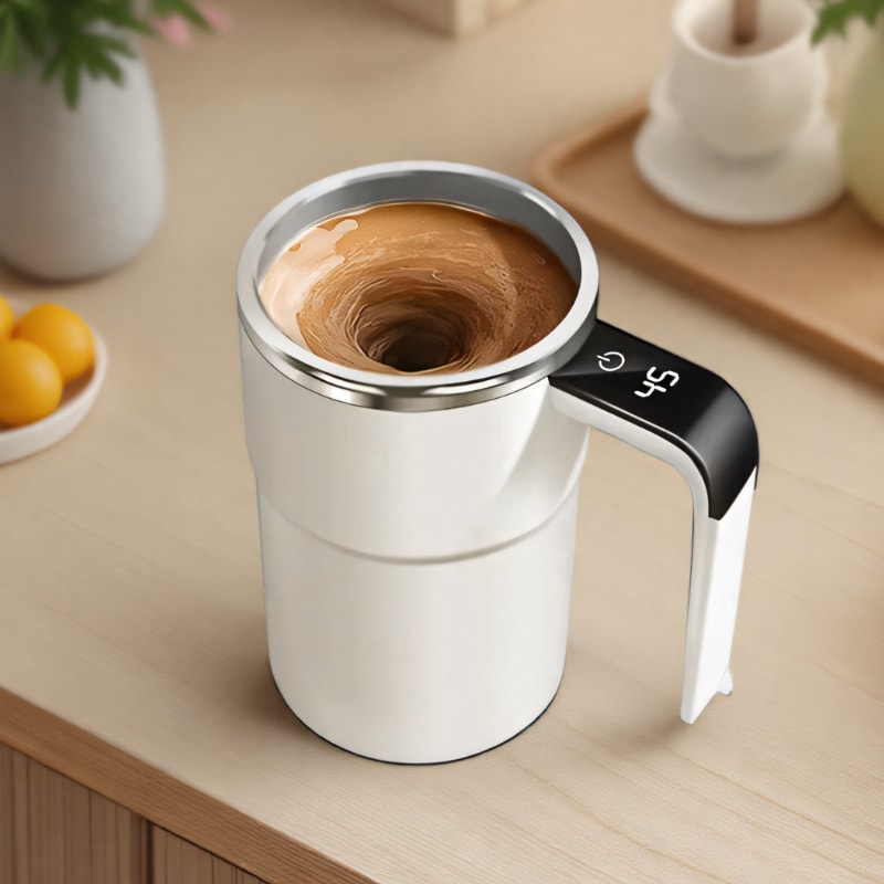 USB Rechargeable Thermal Cup, Stirring Magnetic Mug with LCD Screen, Reusable Coffee Accessories for Home Office