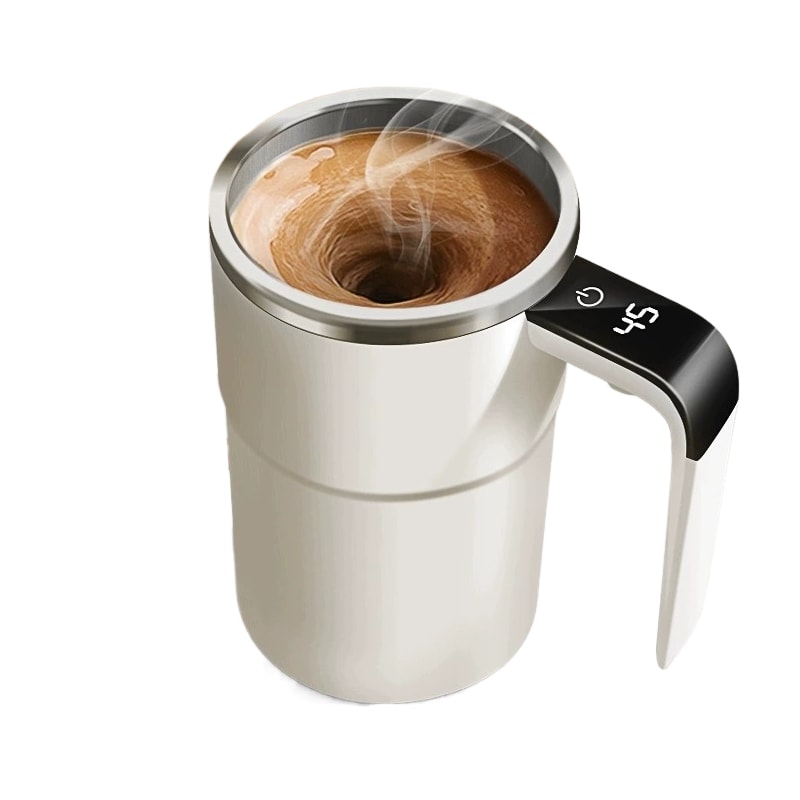 USB Rechargeable Thermal Cup, Stirring Magnetic Mug with LCD Screen, Reusable Coffee Accessories for Home Office