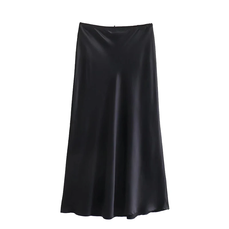 Vintage Chic Fashion Womens Satin BowDecorated HighWaist ALine Long Skirt 3