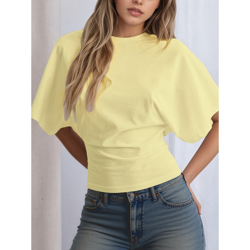 Tops Waist Slimming Sweet Hottie Design Positive Shoulder Top