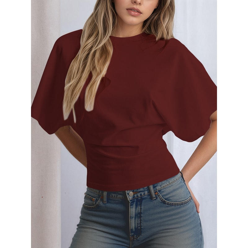 Tops Waist Slimming Sweet Hottie Design Positive Shoulder Top