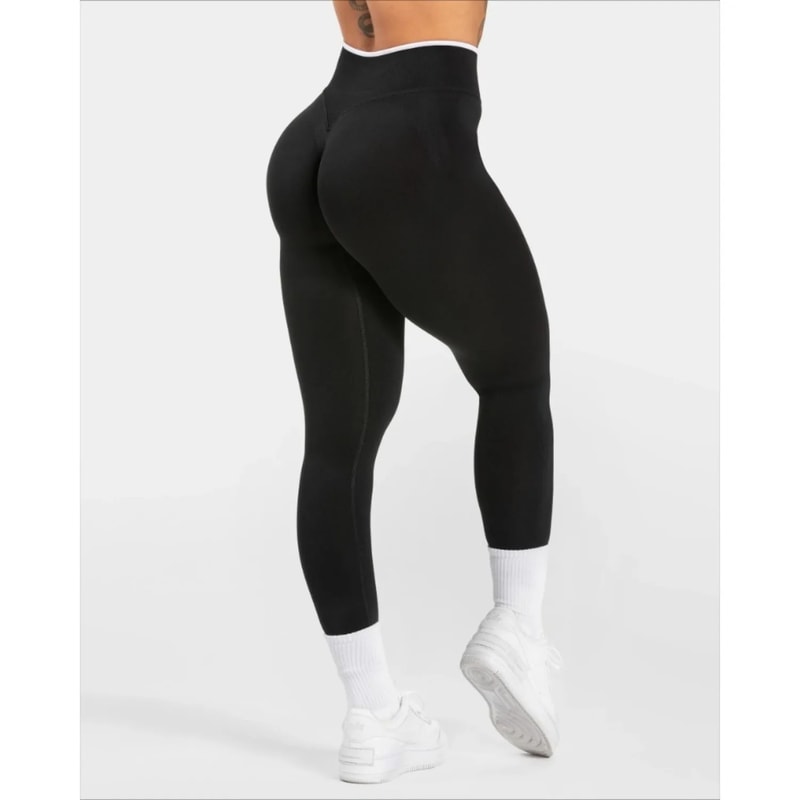 High Waist Hip Lifting Yoga Pants, White Edge Waist Tight Gym Sports Running Exercise