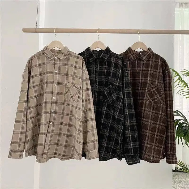 Korean Fashion Casual Women Autumn Long Sleeve Oversize Shirt, Fall Outwear Tops Blusas Mujer