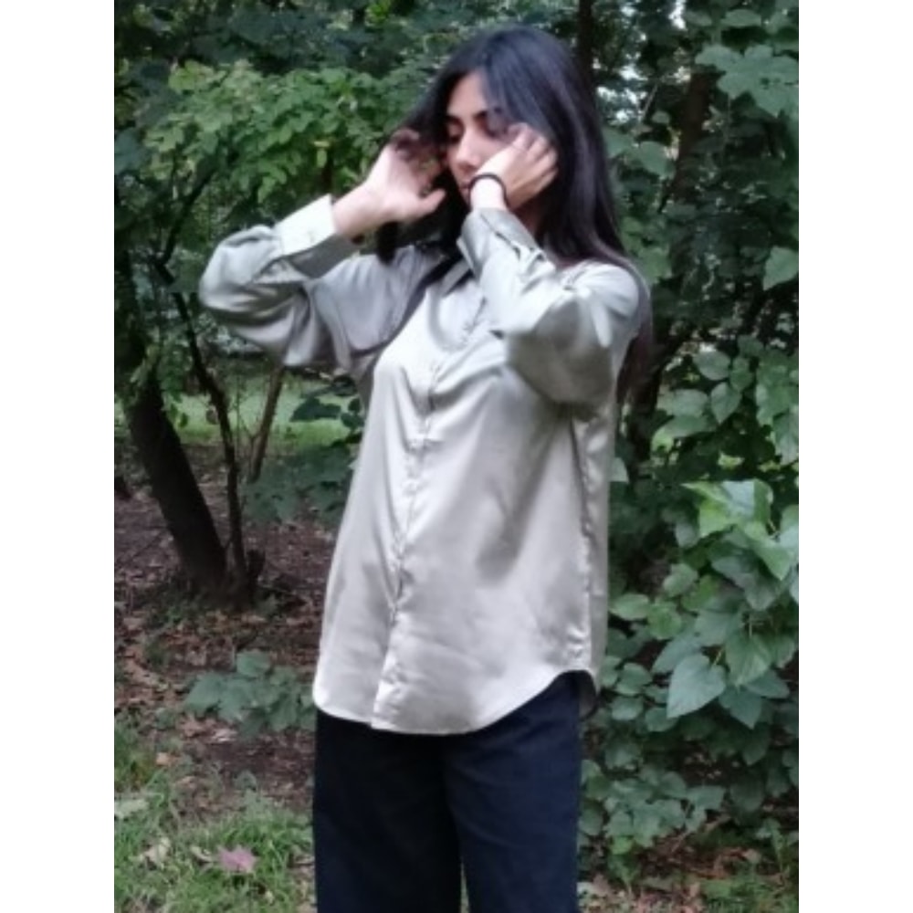 Turn-down Collar Ladies Blouse Autumn, Elegant Satin Loose Women Shirt Spring Vintage Casual Button Silk Tops