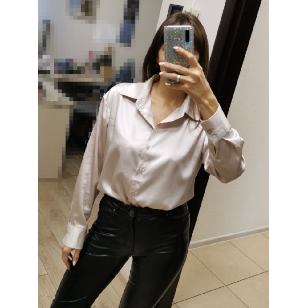 Turn-down Collar Ladies Blouse Autumn, Elegant Satin Loose Women Shirt Spring Vintage Casual Button Silk Tops