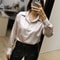 Turn-down Collar Ladies Blouse Autumn, Elegant Satin Loose Women Shirt Spring Vintage Casual Button Silk Tops