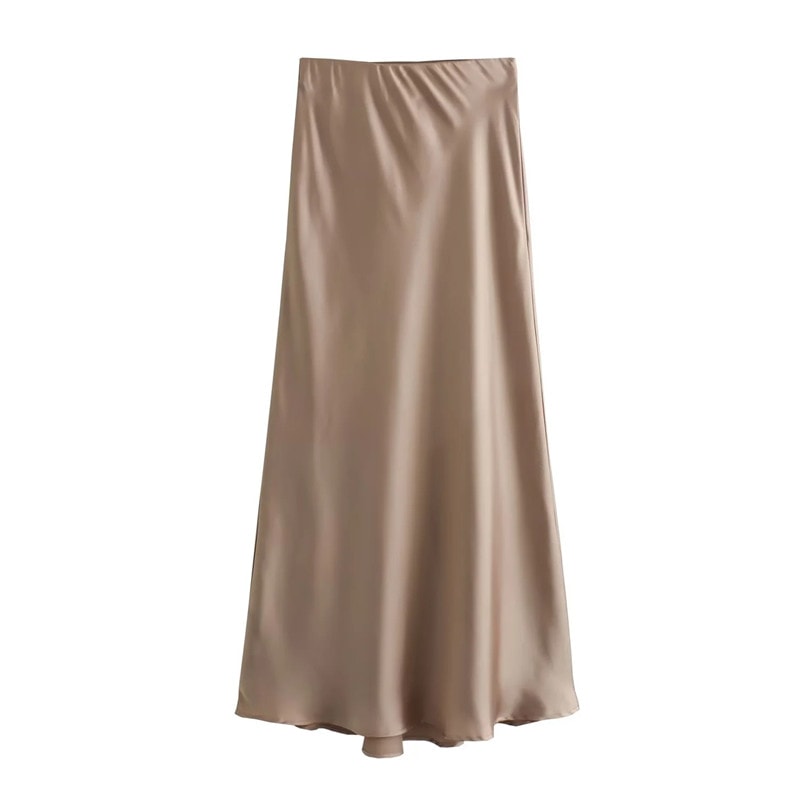 High Waist Satin Skirt For Women Elegant Black Midi Skirt For Office 9