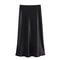 High Waist Satin Skirt For Women Elegant Black Midi Skirt For Office 7