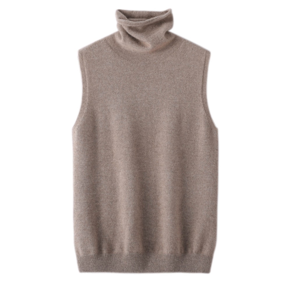 Wool Knitwear Sleeveless Pullovers Turtleneck Sweater, Fashion Waistcoat Vest Tops for Spring Autumn Winter
