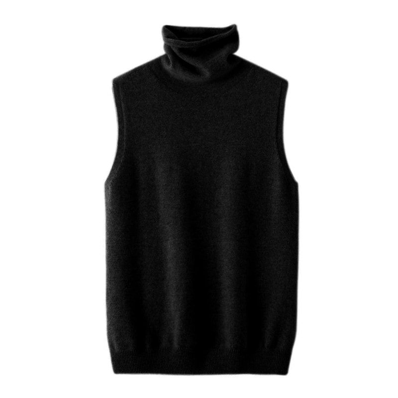 Wool Knitwear Sleeveless Pullovers Turtleneck Sweater, Fashion Waistcoat Vest Tops for Spring Autumn Winter