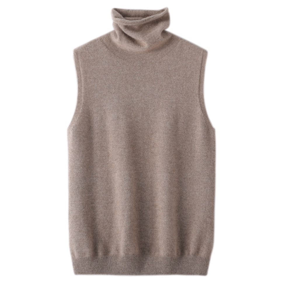 Wool Knitwear Sleeveless Pullovers Turtleneck Sweater, Fashion Waistcoat Vest Tops for Spring Autumn Winter