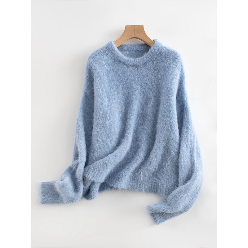 Dropped Sleeved Loose Sweaters For Women Warm Alpaca Pullover Fall Winter Top In Camel Beig 1