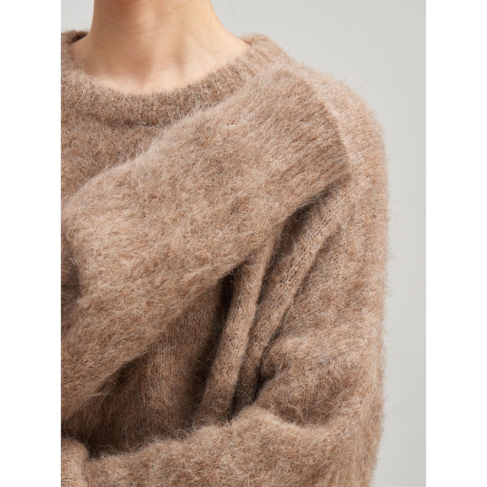 Dropped Sleeved Loose Sweaters For Women Warm Alpaca Pullover Fall Winter Top In Camel Beig 3