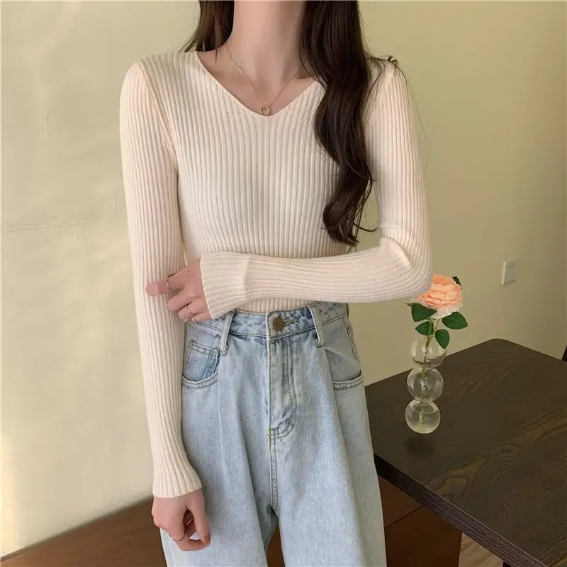 Fashion Clothes, Autumn Winter Women Sweaters, Solid Jersey Tops