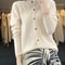 Casual Wool Sweater Women O-Neck Cardigan Buttoned Knitwear Soft Winter Tops
