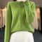 Casual Wool Sweater Women O-Neck Cardigan Buttoned Knitwear Soft Winter Tops