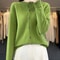 Casual Wool Sweater Women O-Neck Cardigan Buttoned Knitwear Soft Winter Tops