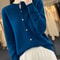 Casual Wool Sweater Women O-Neck Cardigan Buttoned Knitwear Soft Winter Tops