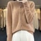 Casual Wool Sweater Women O-Neck Cardigan Buttoned Knitwear Soft Winter Tops