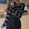 Vintage Oversize Knit Jumper Female, Korean Style Striped Cropped Sweater, Autumn Long Sleeve O-neck Pullover Tops