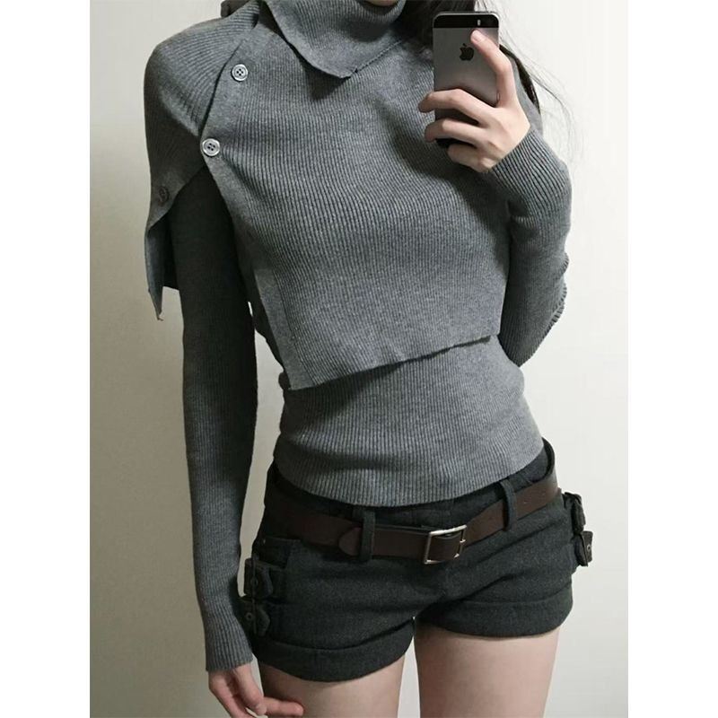 Chic Slim Batwing Sleeve Autumn Sweaters, Casual Long Sleeve Pullovers, Pure Color Subculture Fashion Sweaters